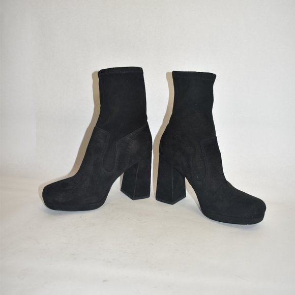 $550 MARC JACOBS ROSS SUEDE BLACK CHUNKY HEEL PLATFORM SOCK BOOTIE 37 (MD12) - Picture 4 of 7
